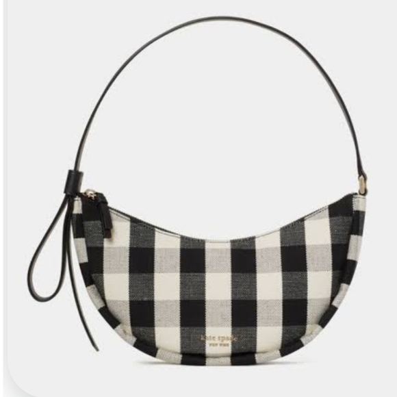 kate spade Handbags - BNWT Kate Spade Smile Gingham Small Shoulder Bag Purse in Black & White
